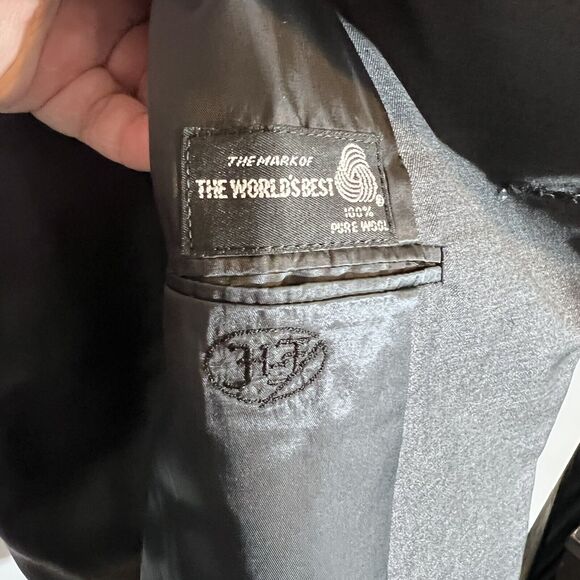 Hickey Freeman 100% Wool Vintage Blazer Sport Coat Jacket Gray 2 Button 46 Long - Picture 10 of 11